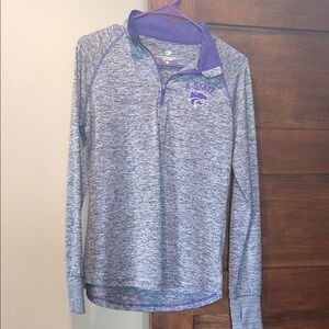 Colosseum Gray Heather Pullover with Purple Trim
